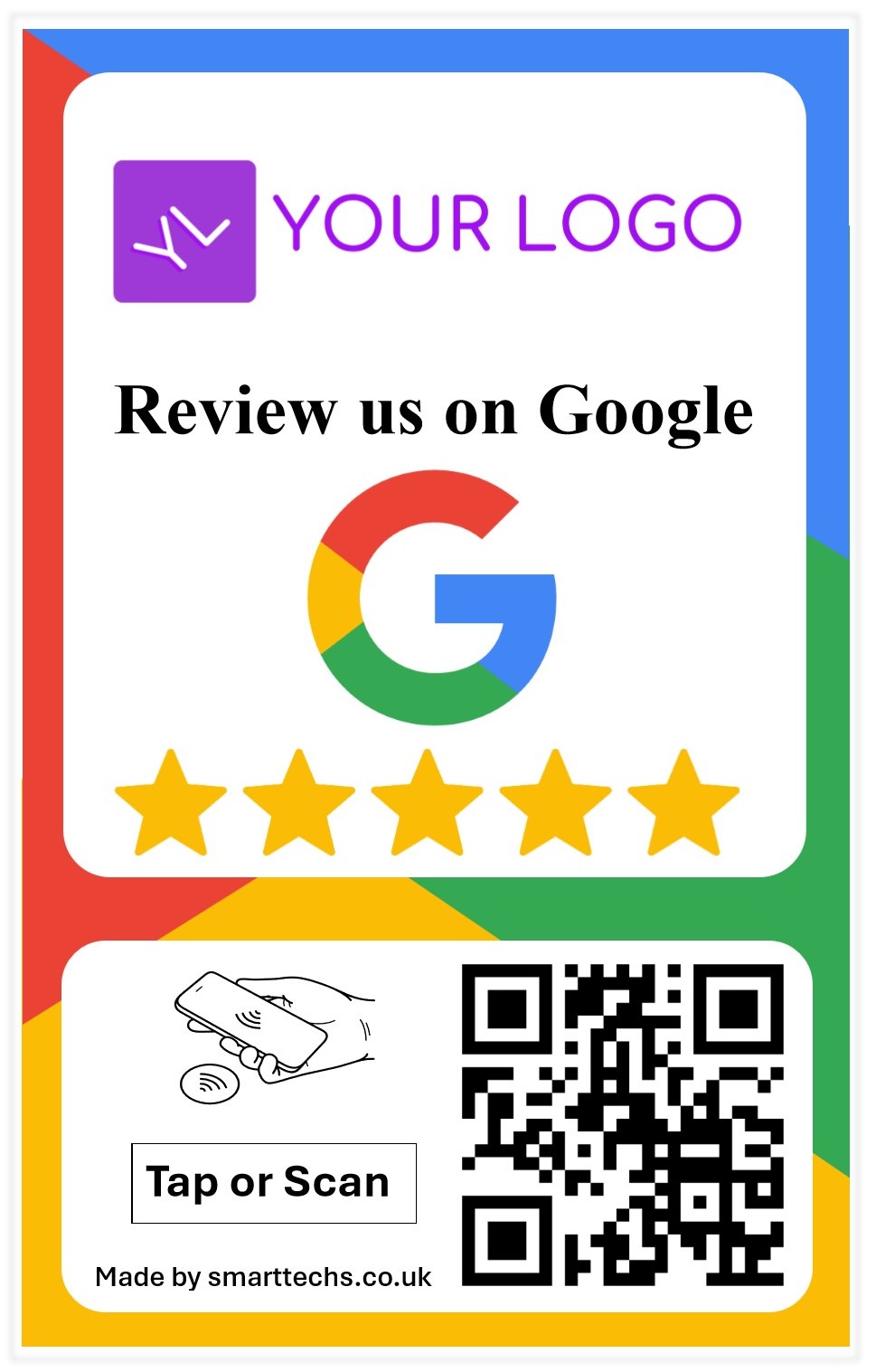 Google Review card with Business logo with Scan