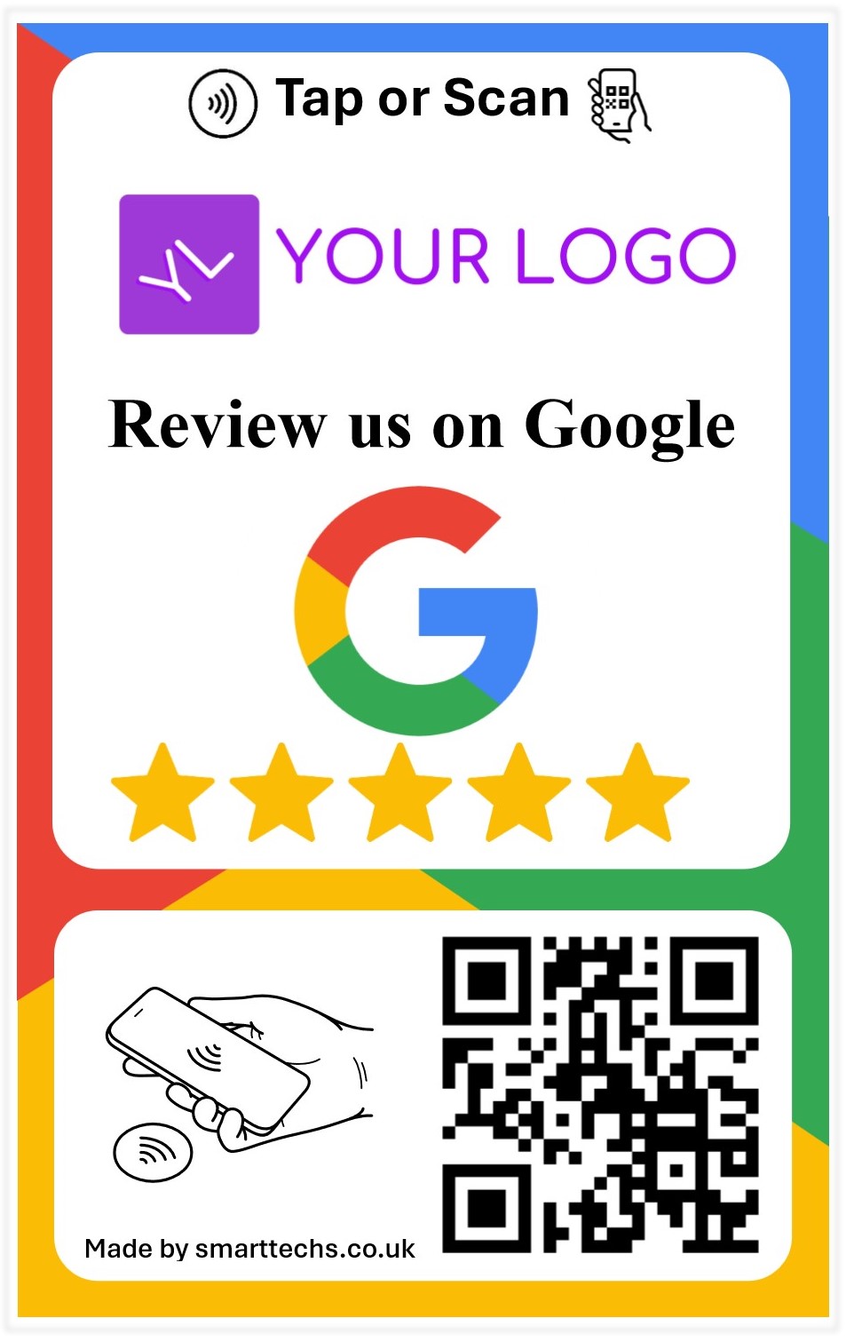 Google Review with Business logo and Top Tap or Scan